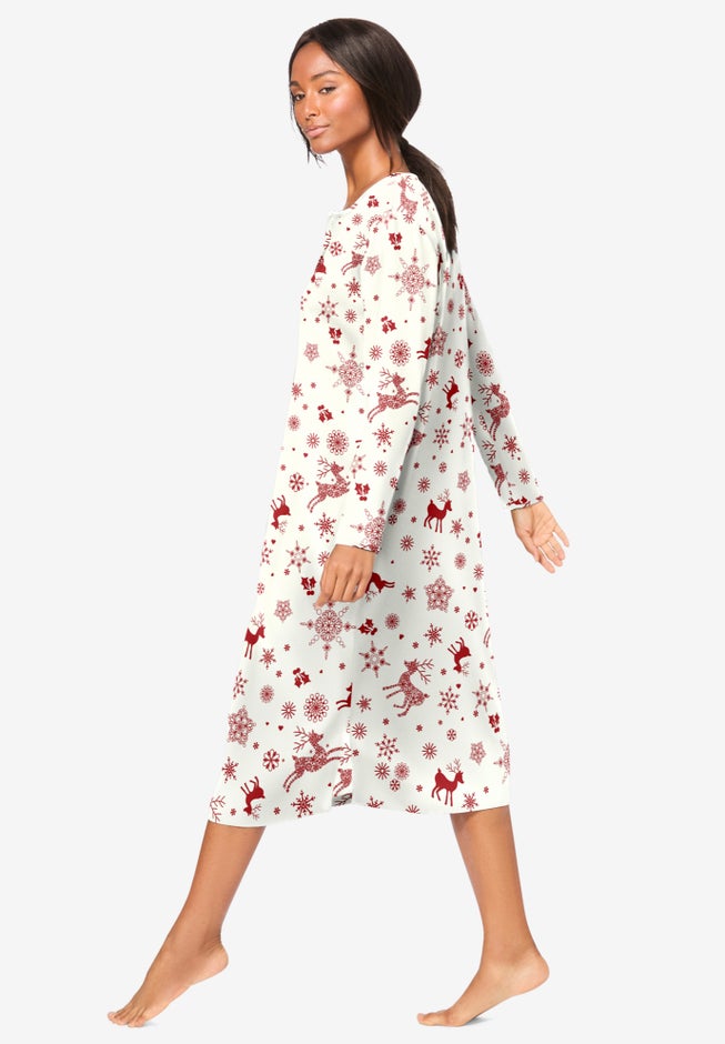 Long-Sleeve Henley Print Sleepshirt  image number 2