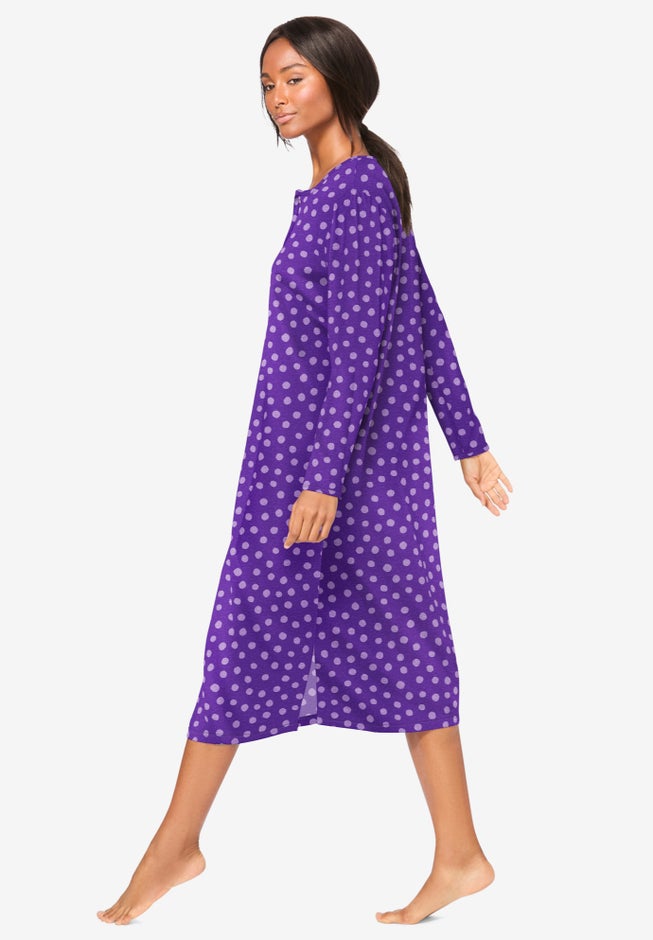 Long-Sleeve Henley Print Sleepshirt  image number 2