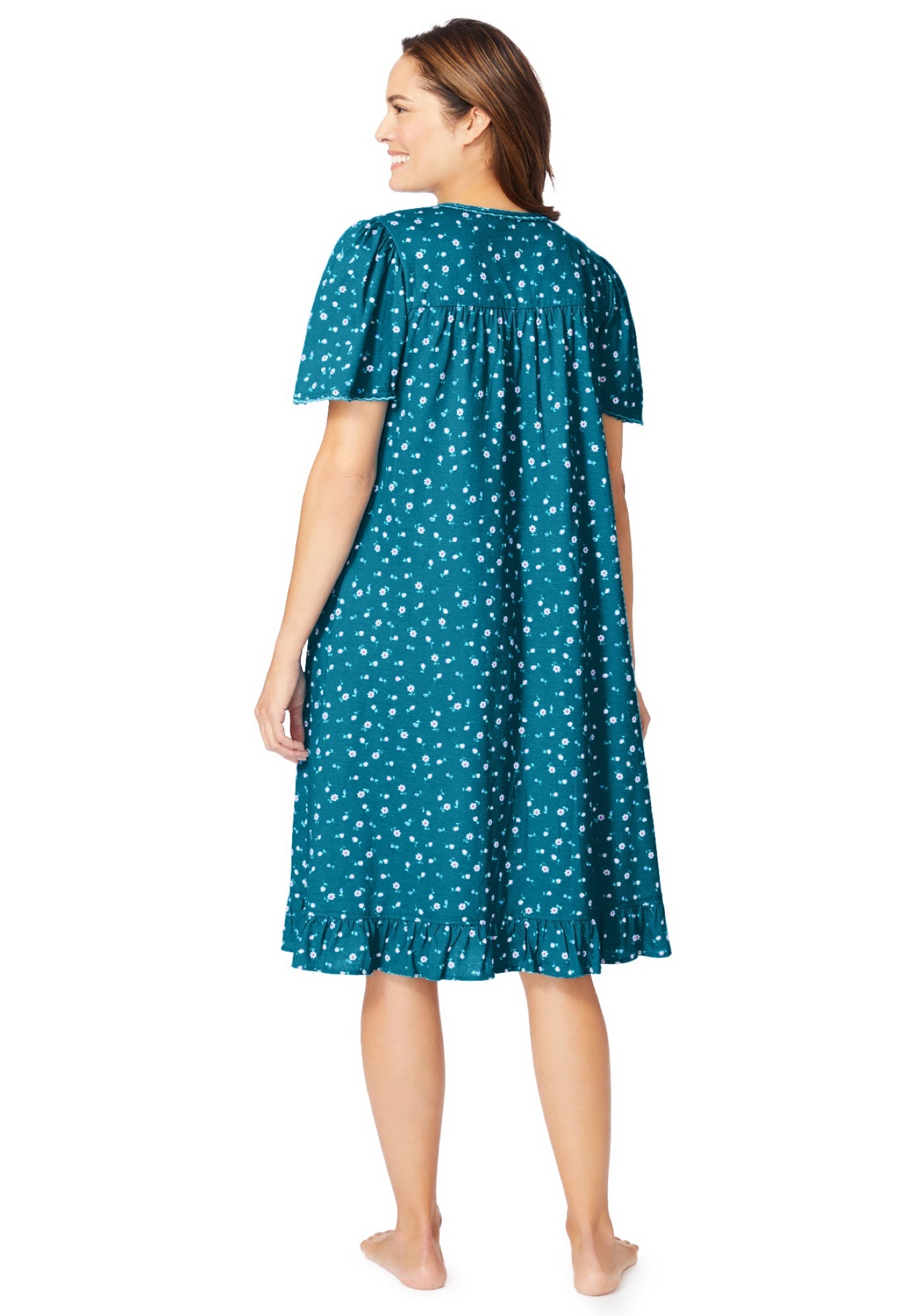 Short Floral Print Cotton Gown image number 1