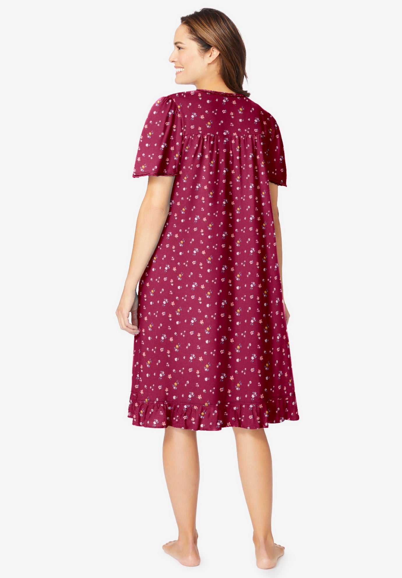 Short Floral Print Cotton Gown image number 1