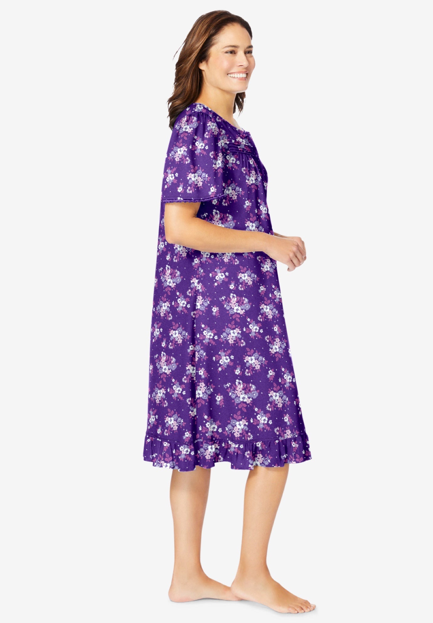Short Floral Print Cotton Gown image number 2