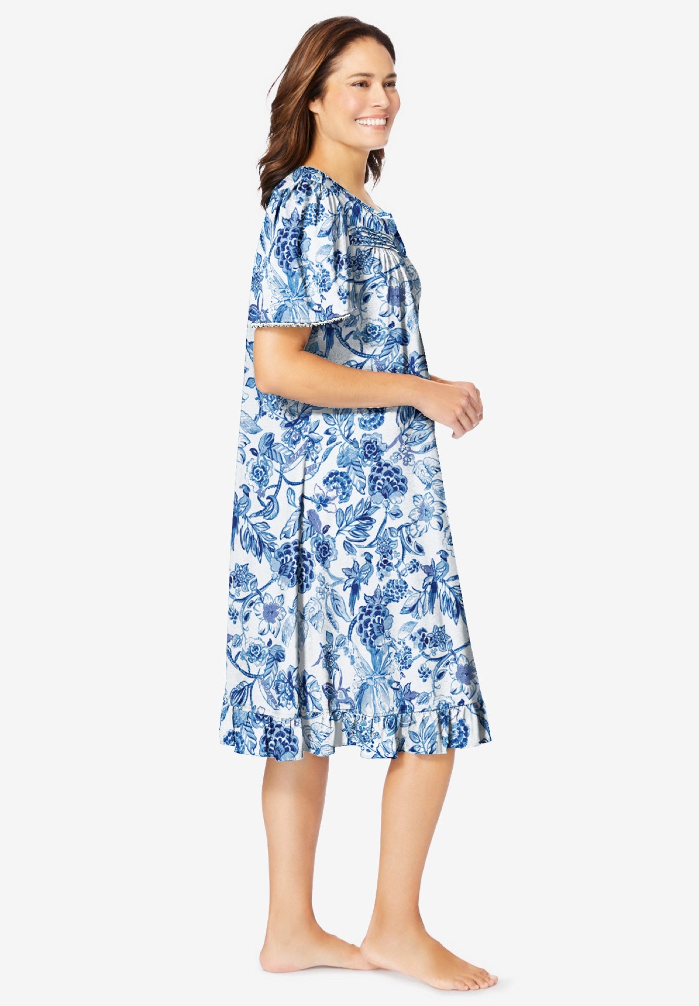 Short Floral Print Cotton Gown image number 2