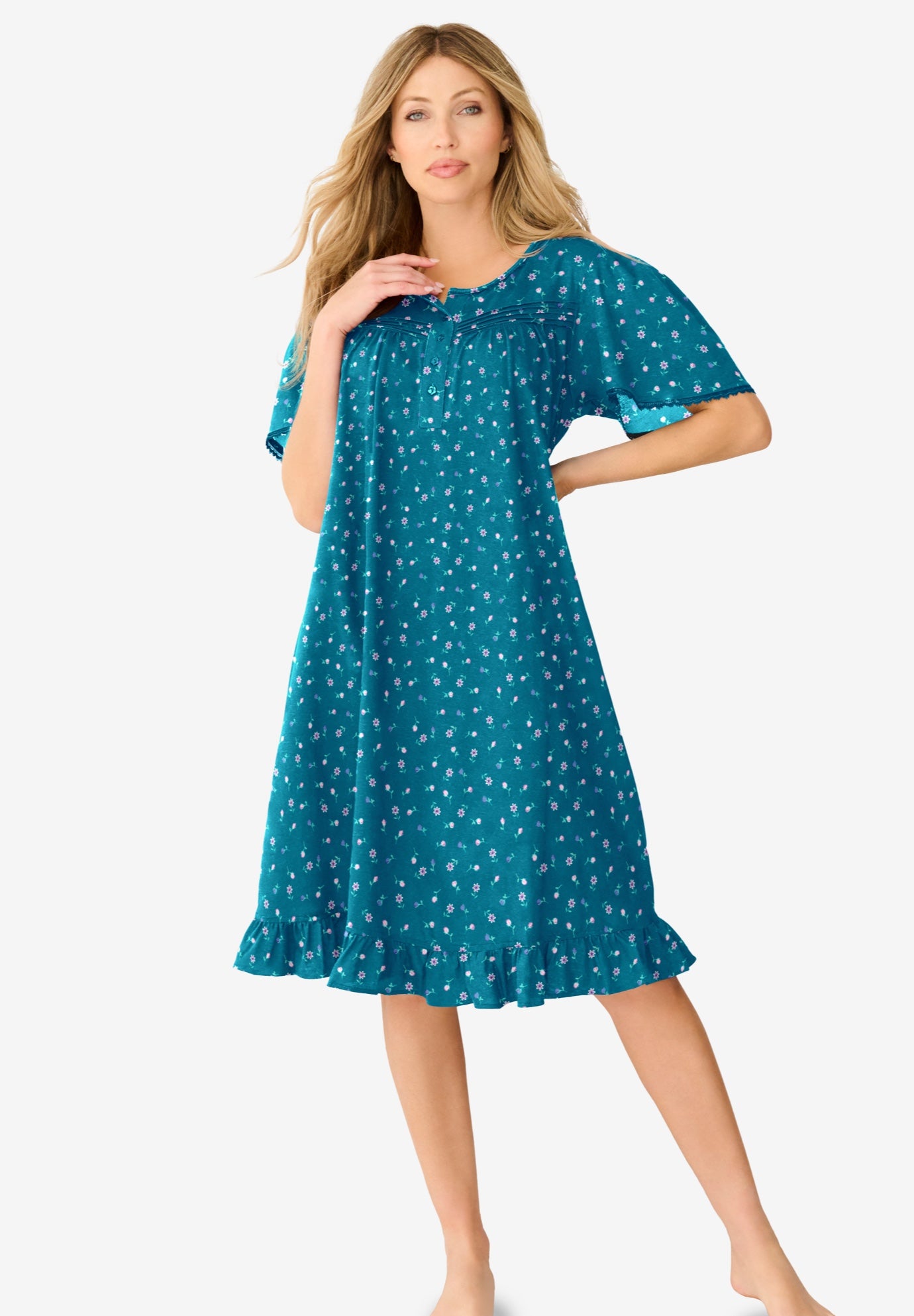 Short Floral Print Cotton Gown image number 0