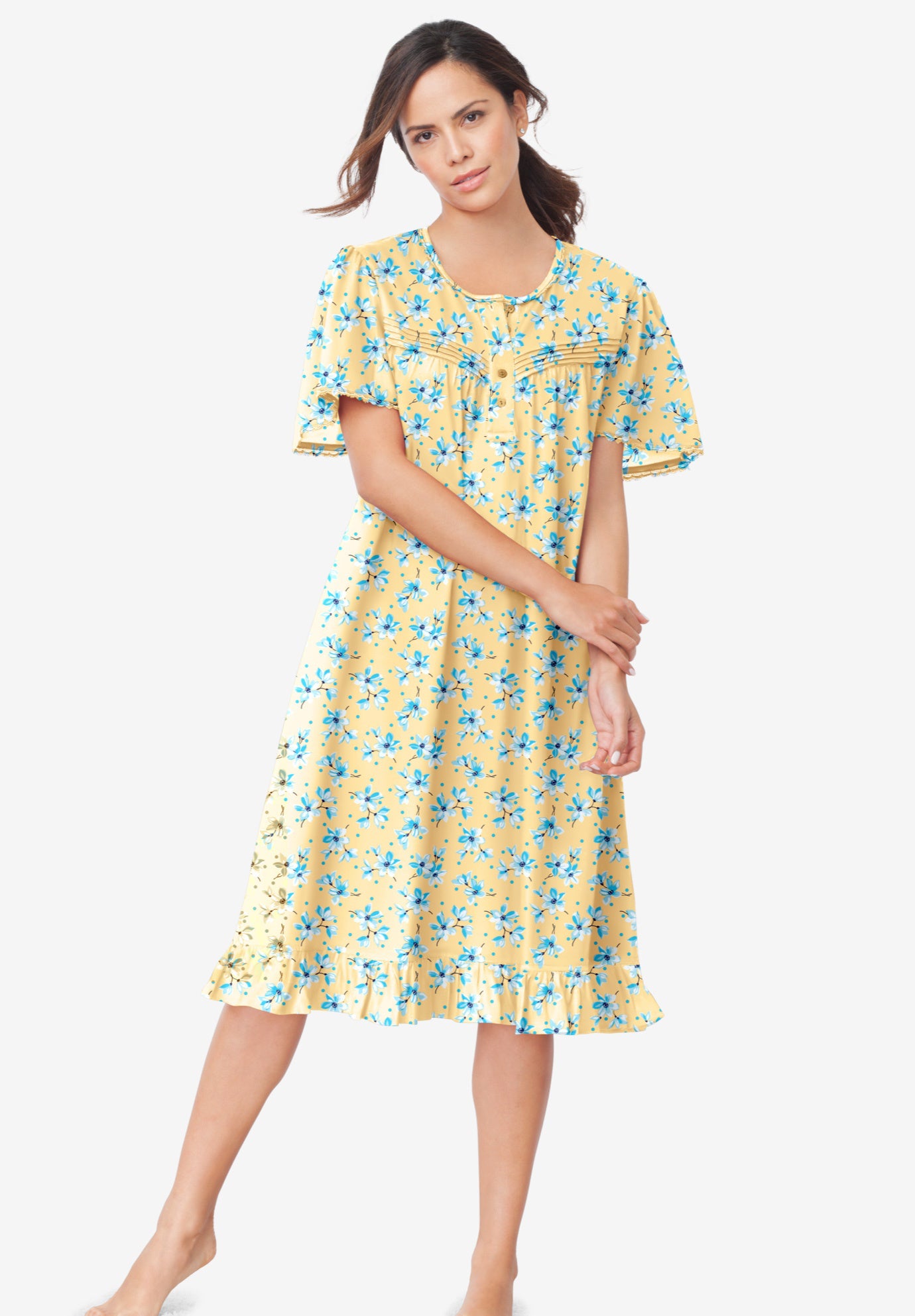 Short Floral Print Cotton Gown image number 0