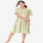 Short Floral Print Cotton Gown image number null