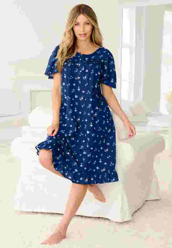 Short Floral Print Cotton Gown image number 0