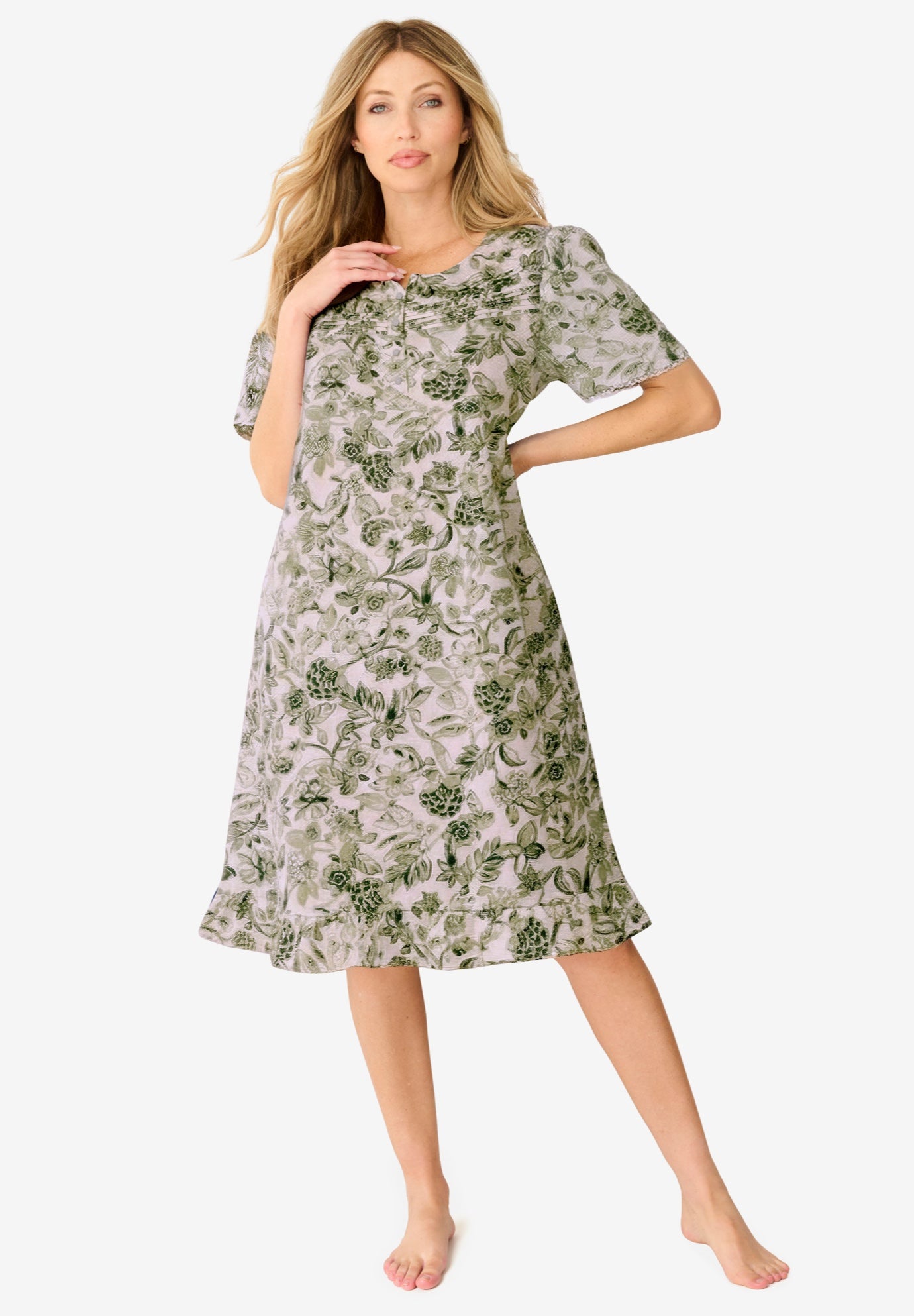 Short Floral Print Cotton Gown image number 0