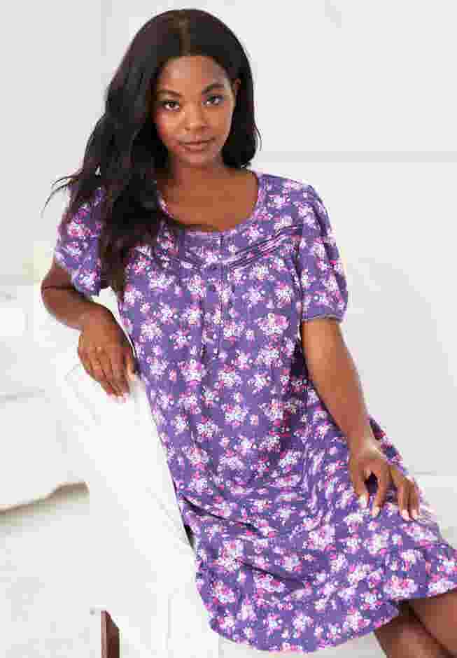 Short Floral Print Cotton Gown image number 4