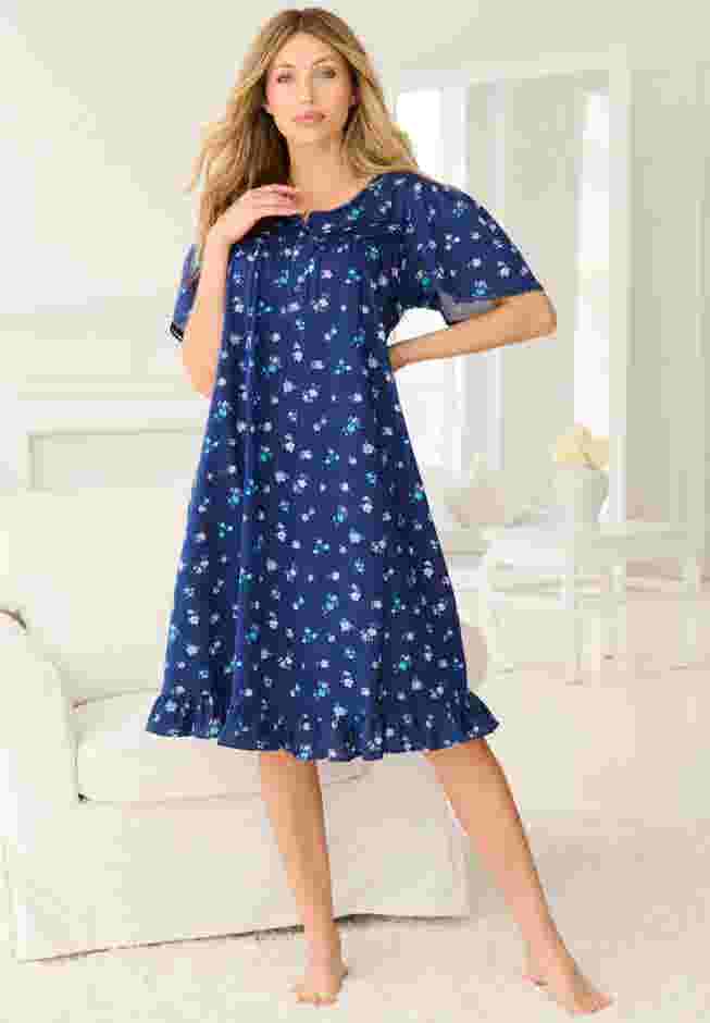 Short Floral Print Cotton Gown image number 6