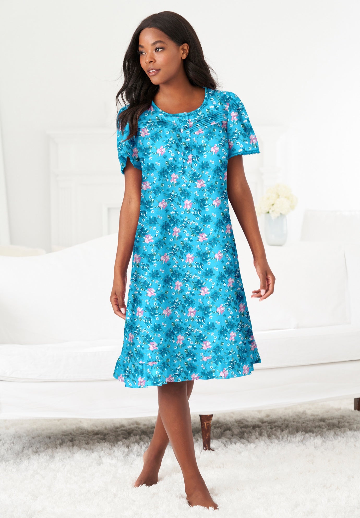 Short Floral Print Cotton Gown image number 0