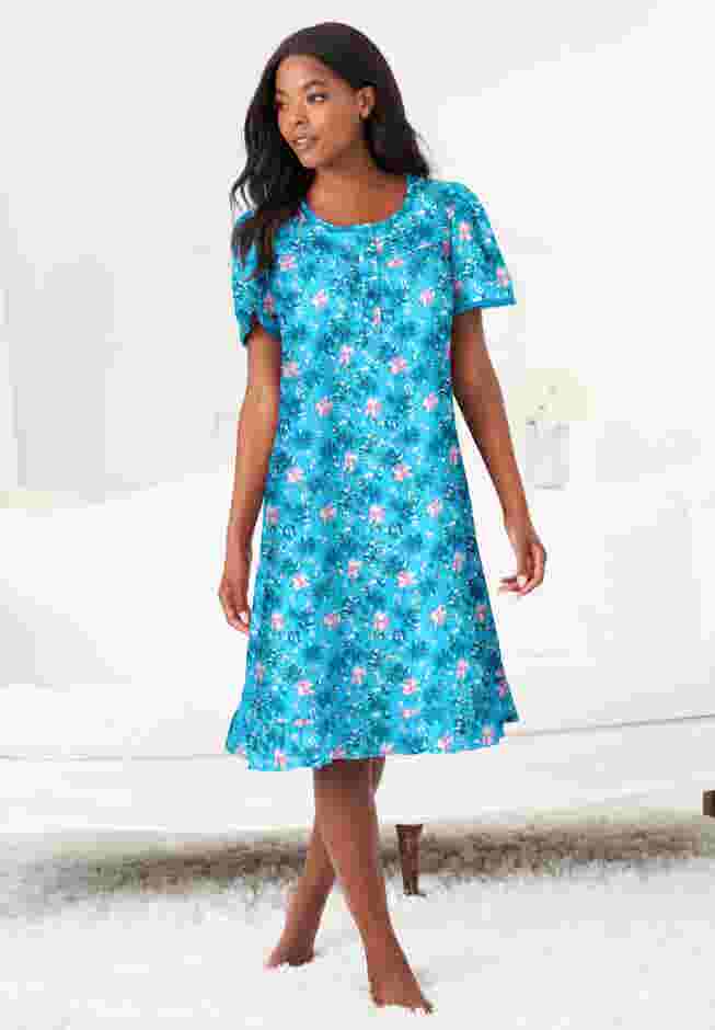 Short Floral Print Cotton Gown image number 0