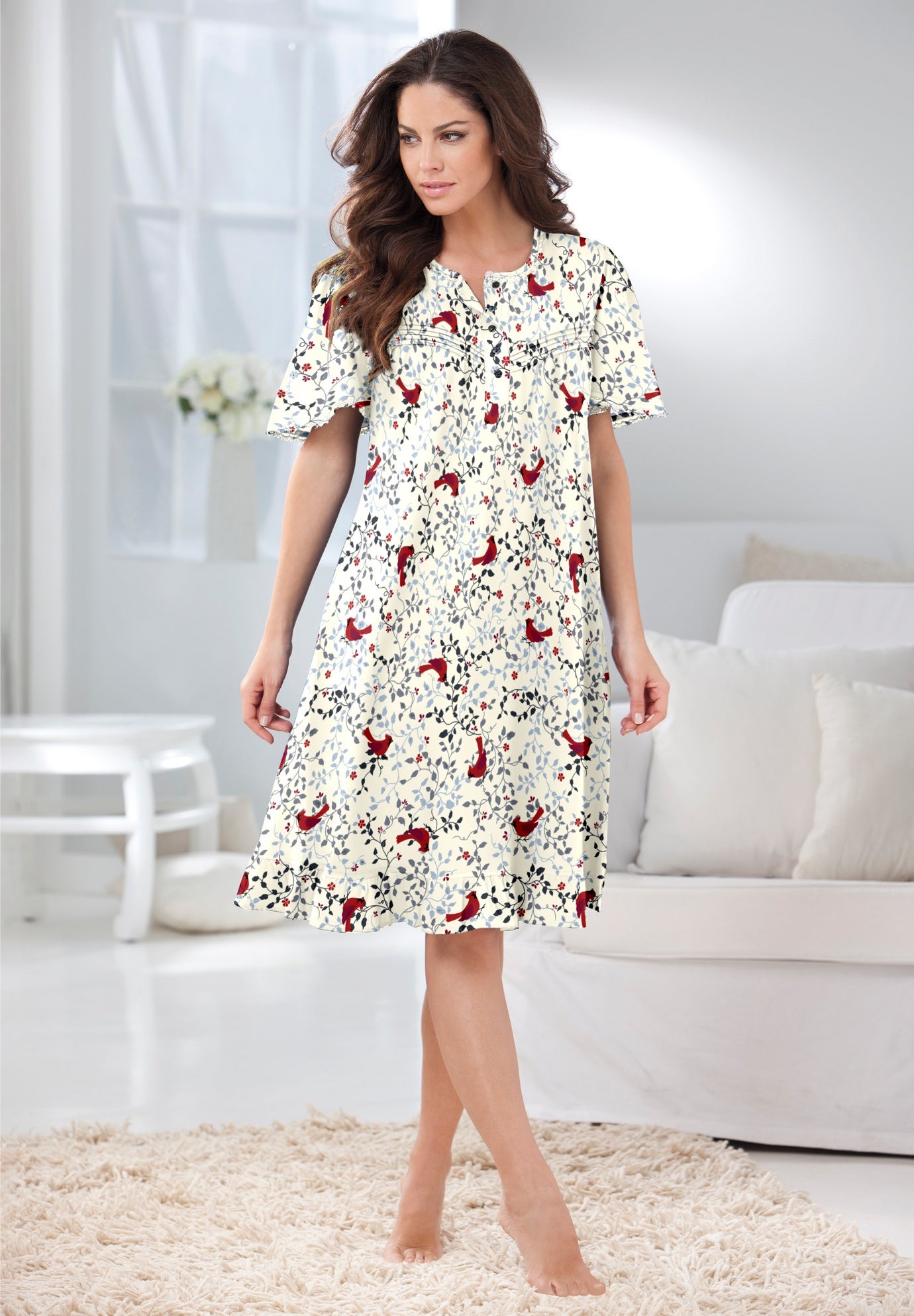 Short Floral Print Cotton Gown image number 0