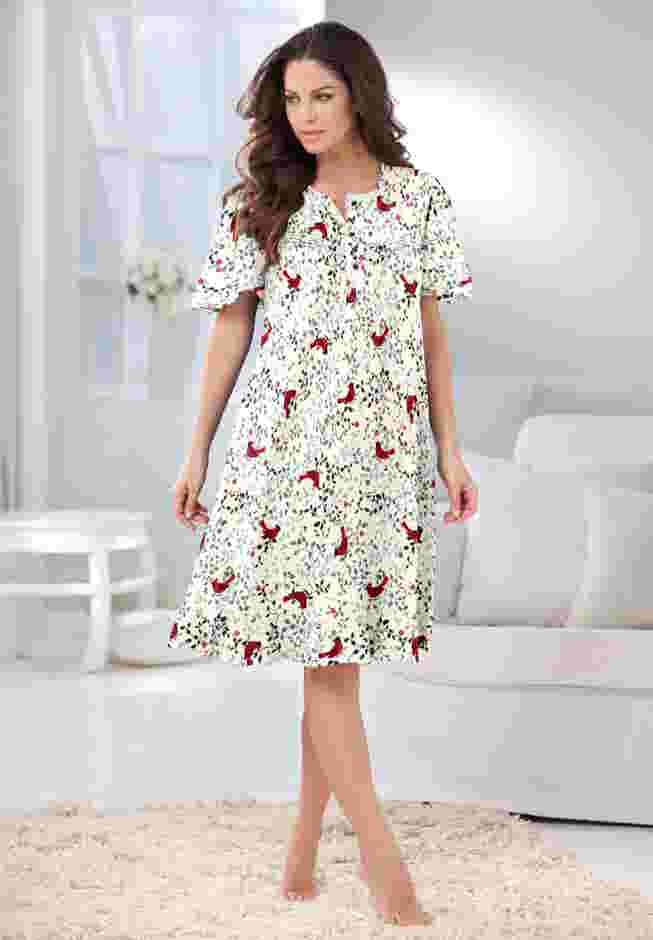 Short Floral Print Cotton Gown image number 0