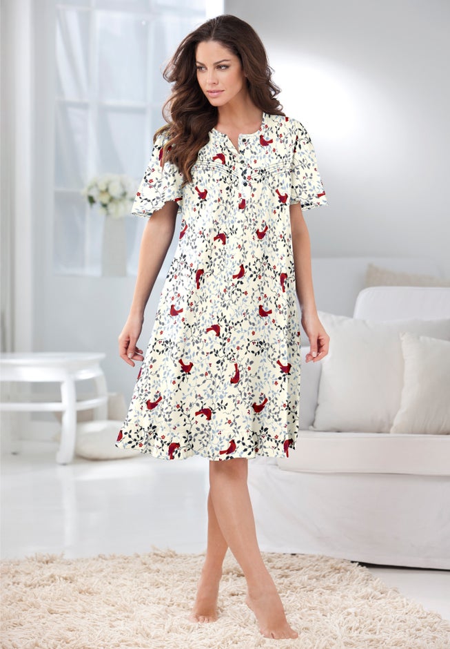 Short Floral Print Cotton Gown image number 0