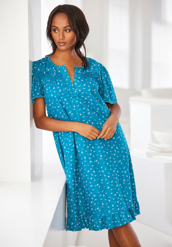 Short Floral Print Cotton Gown image number 4