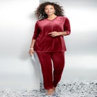 Plus Size Two-Piece V-Neck Velour Set image number null