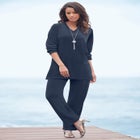 Plus Size Two-Piece V-Neck Velour Set image number null
