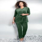 Plus Size Two-Piece V-Neck Velour Set image number null