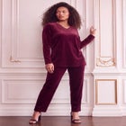 Plus Size Two-Piece V-Neck Velour Set image number 0