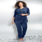 Plus Size Two-Piece V-Neck Velour Set image number null