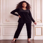 Plus Size Two-Piece V-Neck Velour Set image number 0