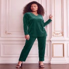 Plus Size Two-Piece V-Neck Velour Set image number 0
