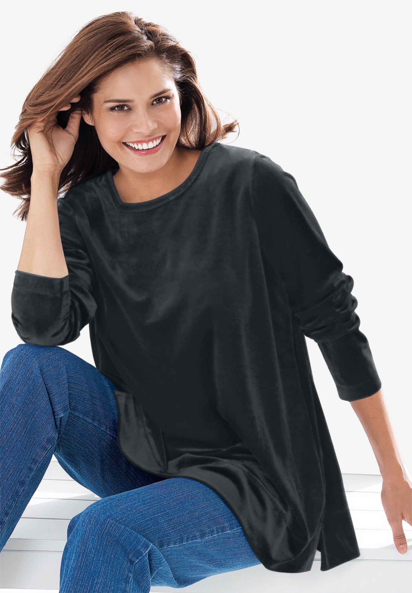 Plush Velour Tunic Sweatshirt image number 0