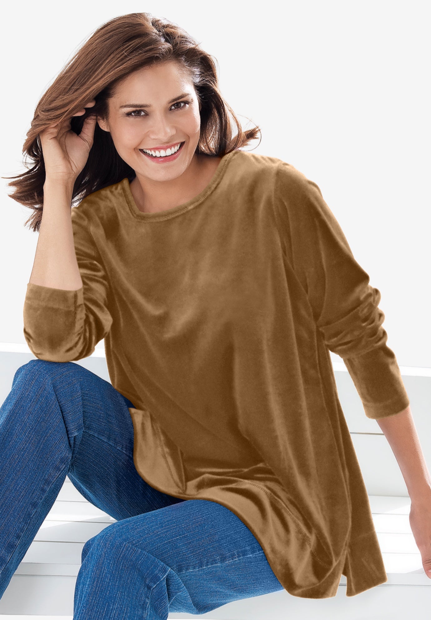 Plush Velour Tunic Sweatshirt image number 1