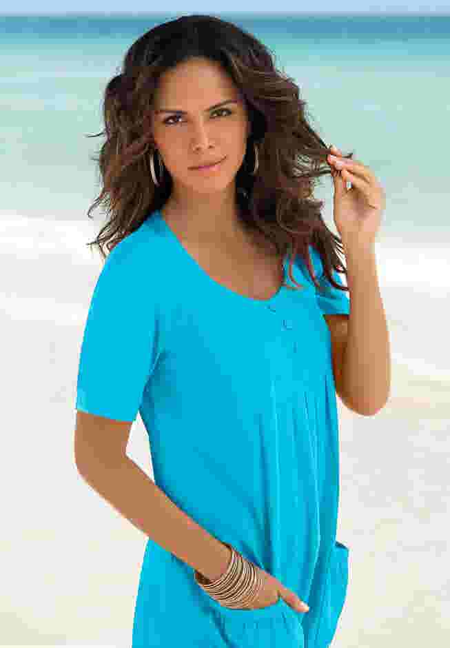 Plus Size Two Pocket Soft Knit Swing Tunic image number 1