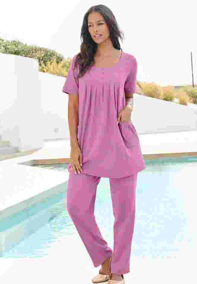 Plus Size Two Pocket Soft Knit Swing Tunic image number 0