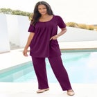 Plus Size Two Pocket Soft Knit Swing Tunic image number null