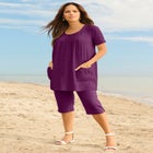 Plus Size Two Pocket Soft Knit Swing Tunic image number null