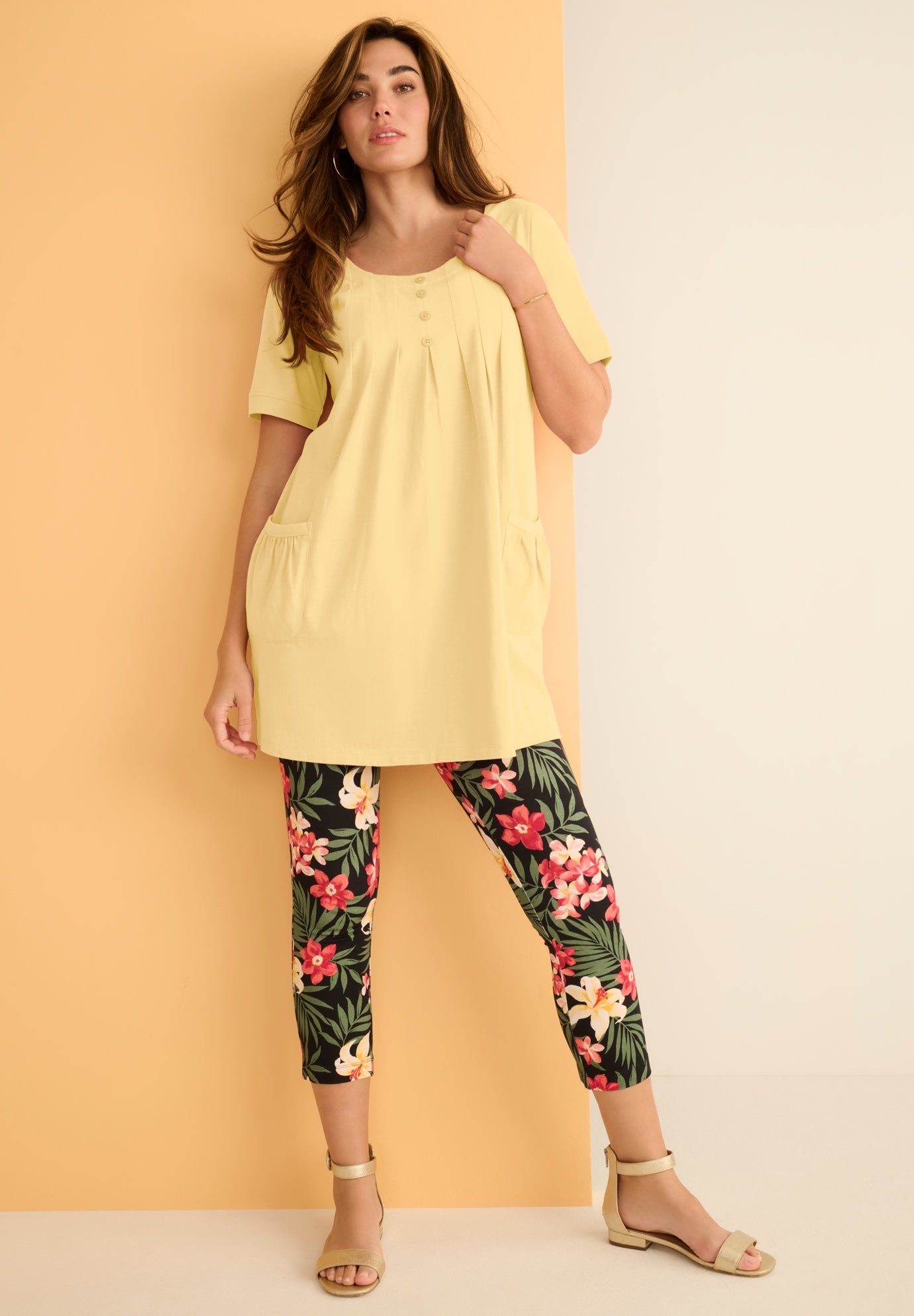 Plus Size Two Pocket Soft Knit Swing Tunic image number 0