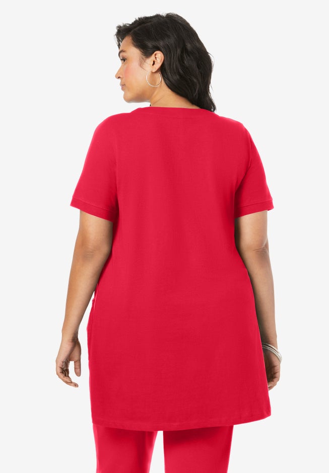 Plus Size Two Pocket Soft Knit Swing Tunic image number 1