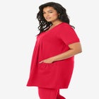 Plus Size Two Pocket Soft Knit Swing Tunic image number null
