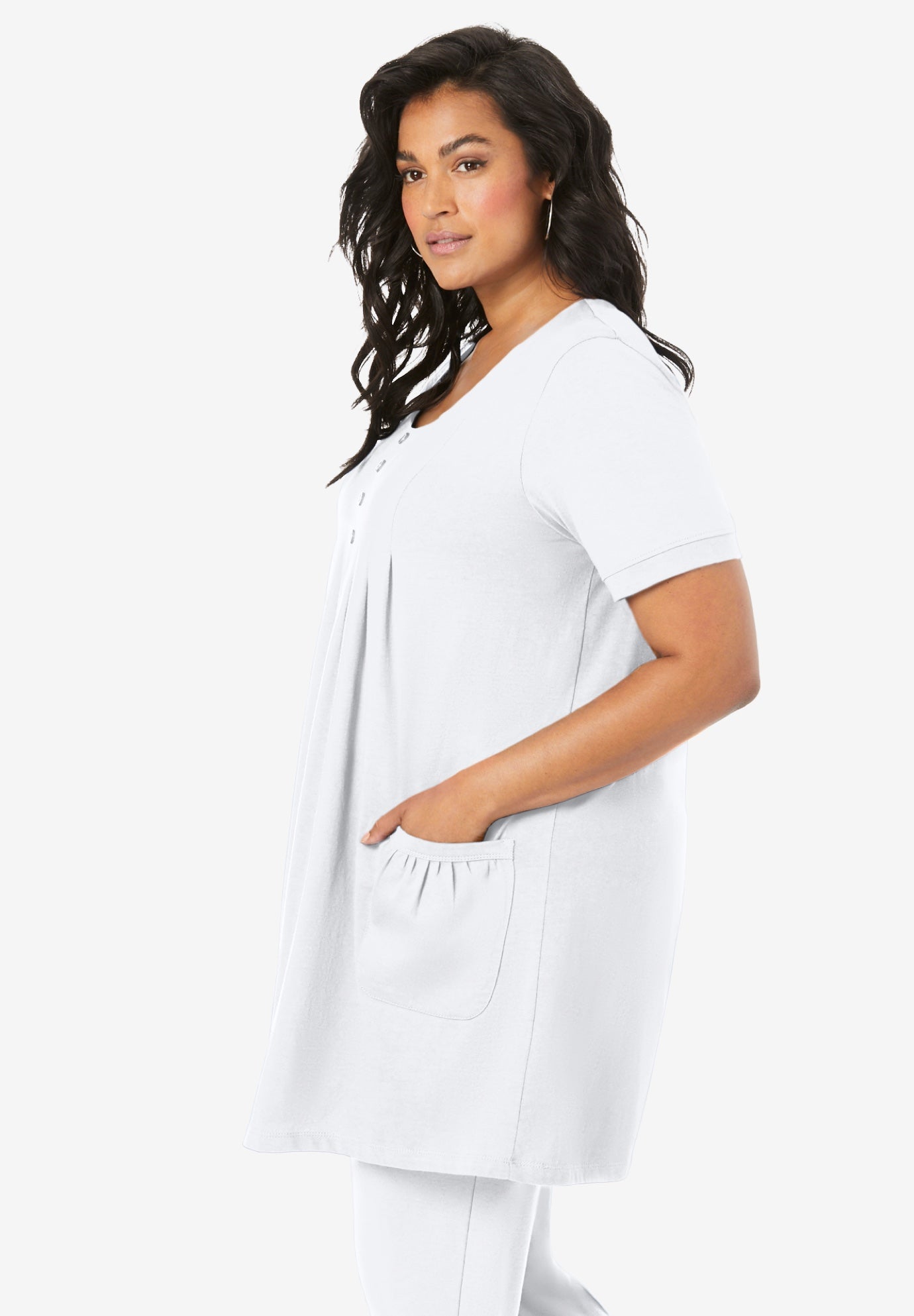 Plus Size Two Pocket Soft Knit Swing Tunic image number 2