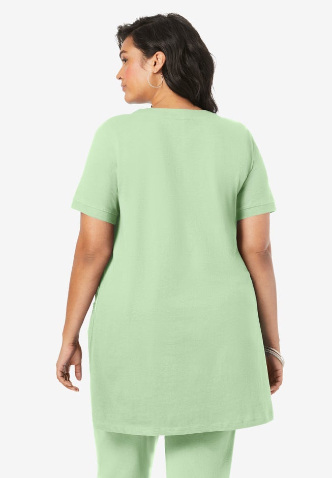 Plus Size Two Pocket Soft Knit Swing Tunic image number 1