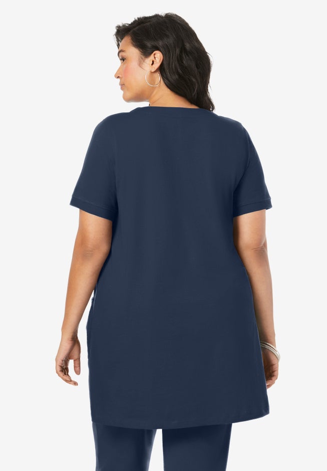 Plus Size Two Pocket Soft Knit Swing Tunic image number 1