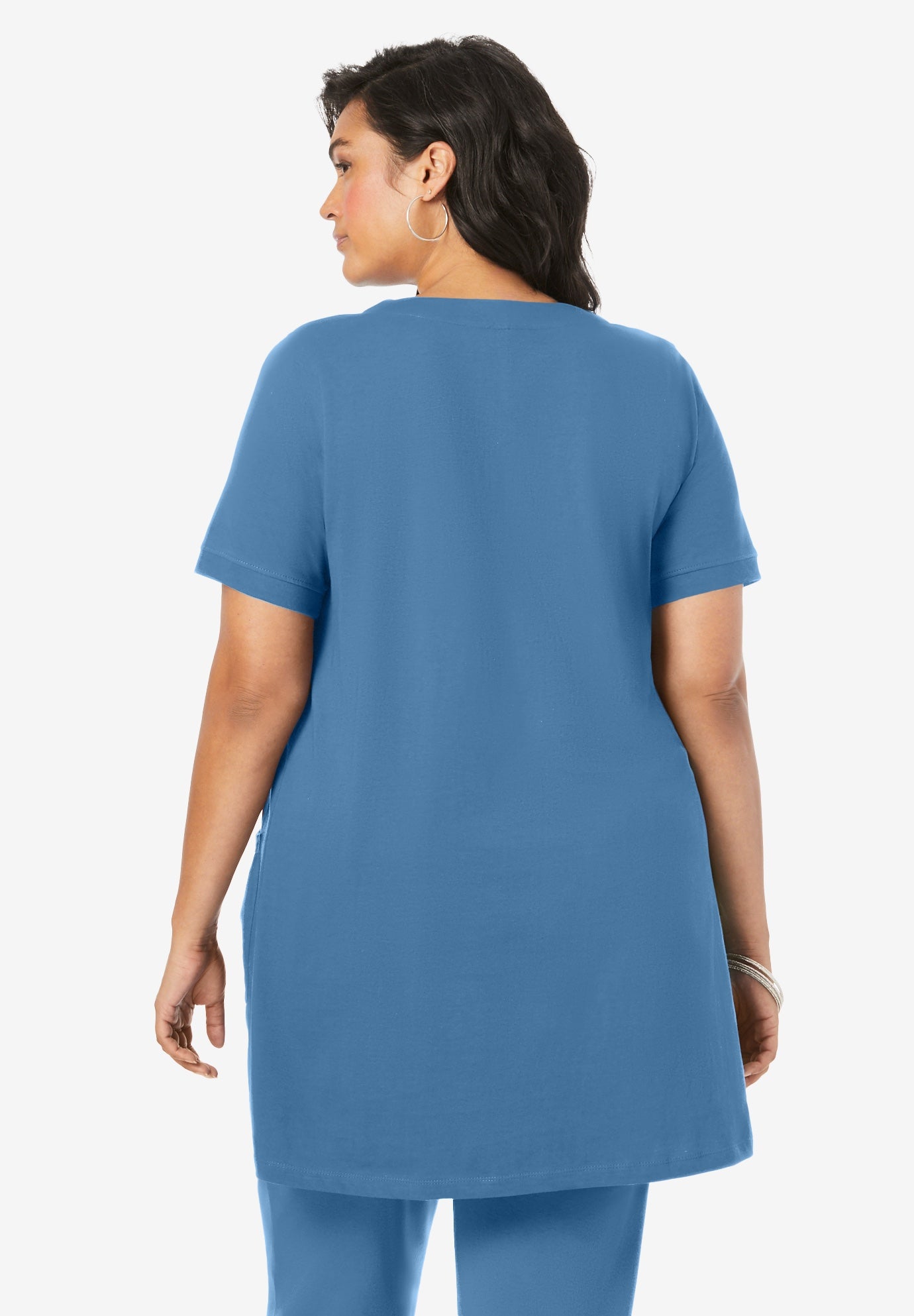 Plus Size Two Pocket Soft Knit Swing Tunic image number 1