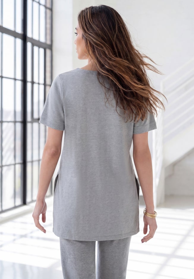 Plus Size Two Pocket Soft Knit Swing Tunic image number 1