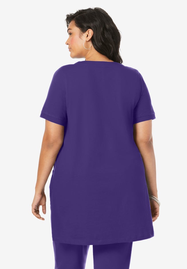 Plus Size Two Pocket Soft Knit Swing Tunic image number 1