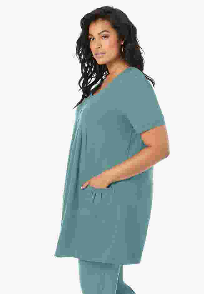 Plus Size Two Pocket Soft Knit Swing Tunic image number 2