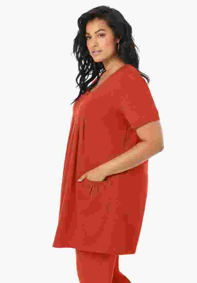 Plus Size Two Pocket Soft Knit Swing Tunic image number 2