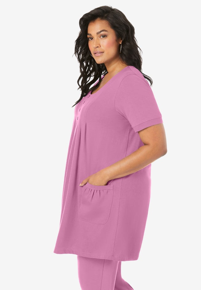 Plus Size Two Pocket Soft Knit Swing Tunic image number 2