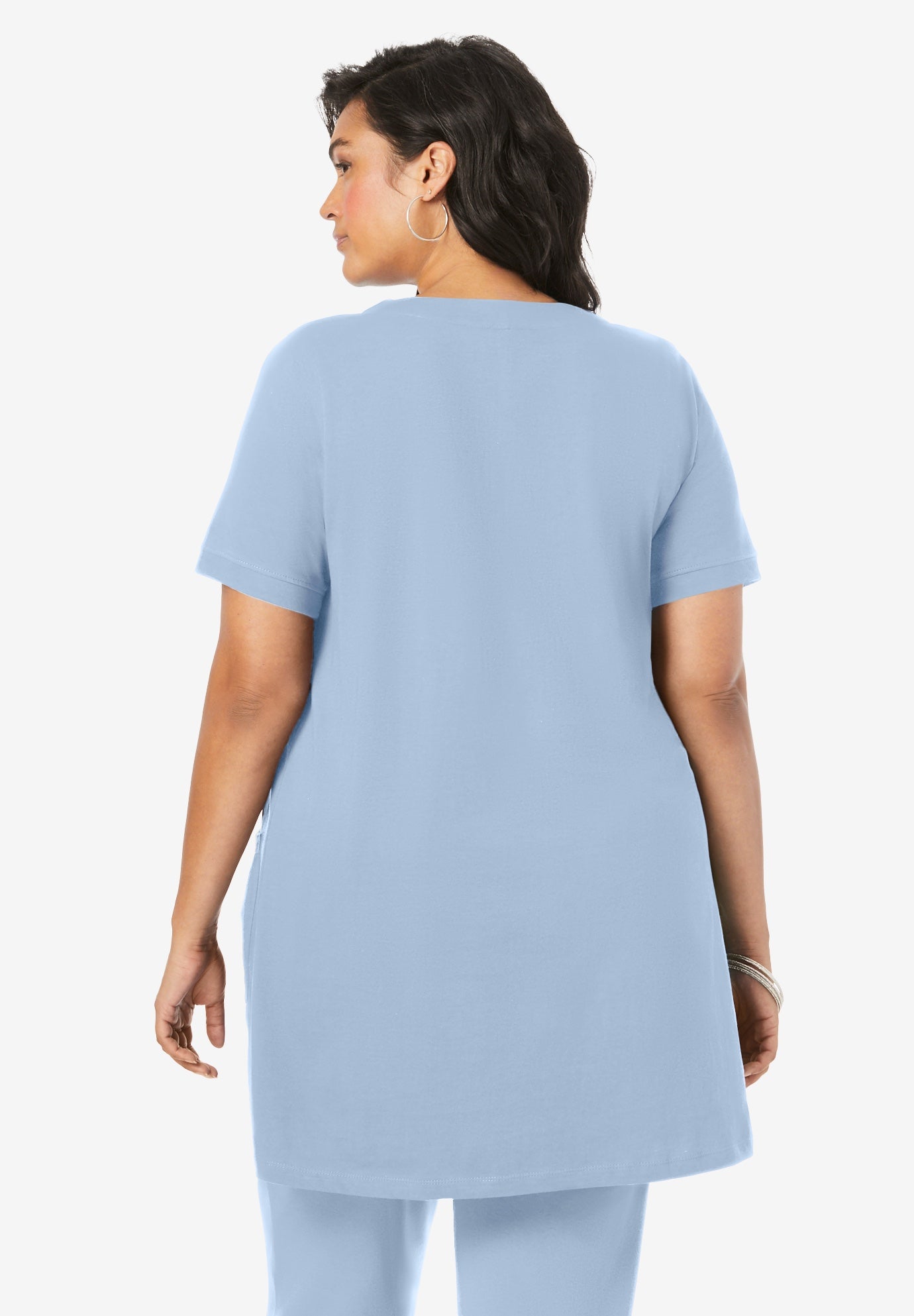 Plus Size Two Pocket Soft Knit Swing Tunic image number 1