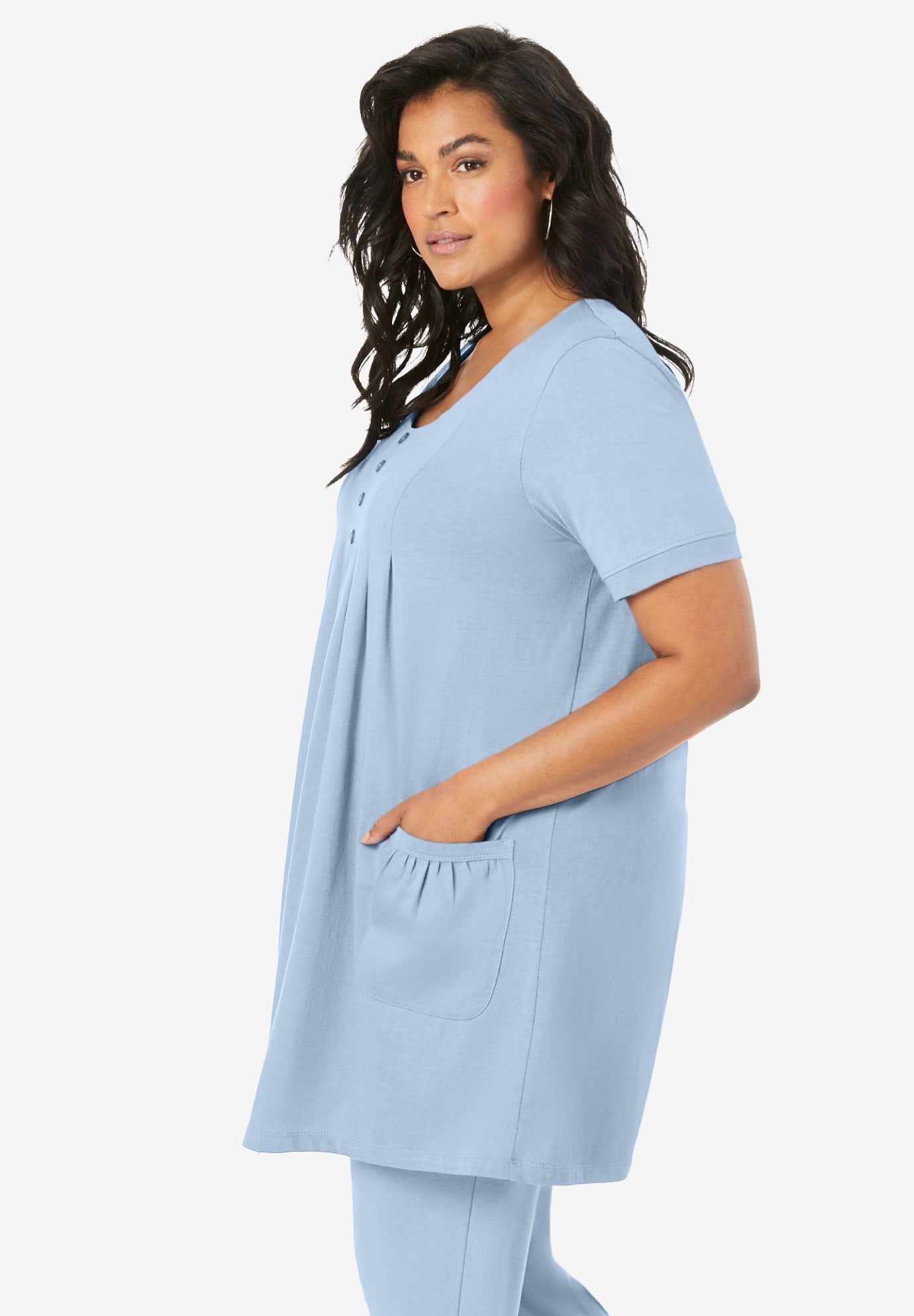 Plus Size Two Pocket Soft Knit Swing Tunic image number 2