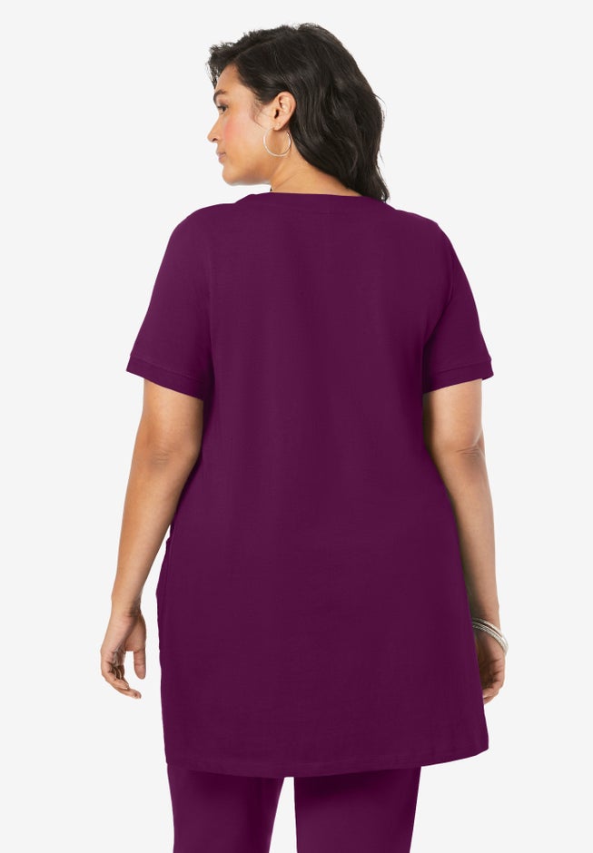 Plus Size Two Pocket Soft Knit Swing Tunic image number 2