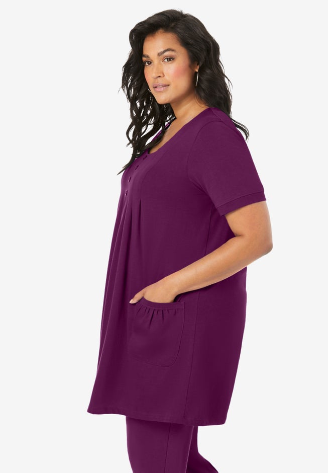 Plus Size Two Pocket Soft Knit Swing Tunic image number 3