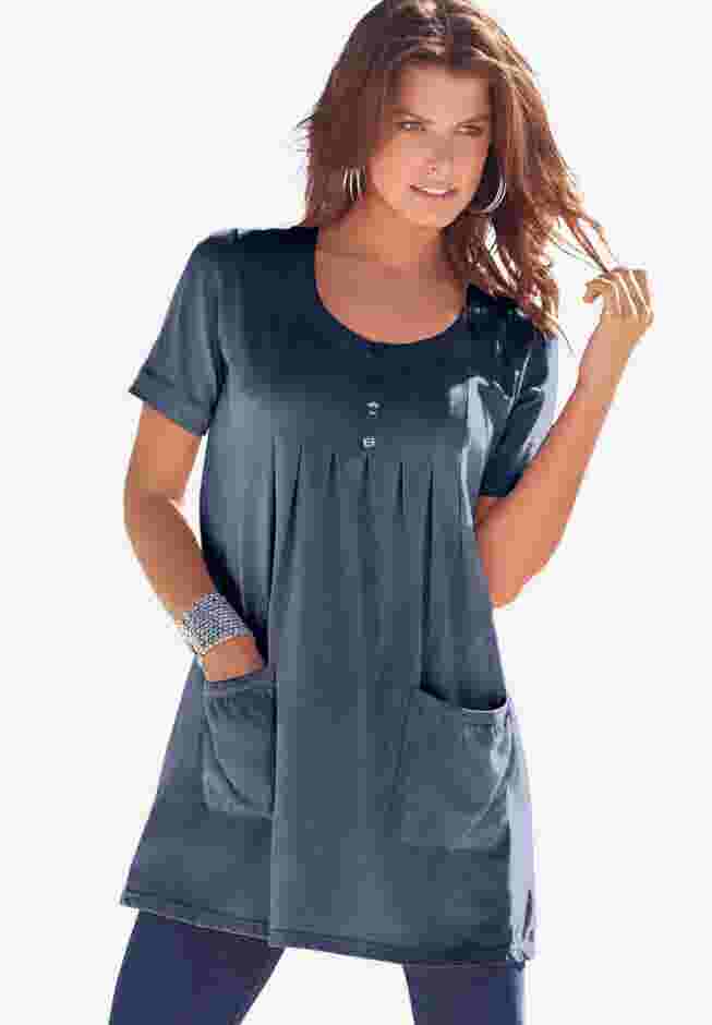 Plus Size Two Pocket Soft Knit Tunic Top image number 0