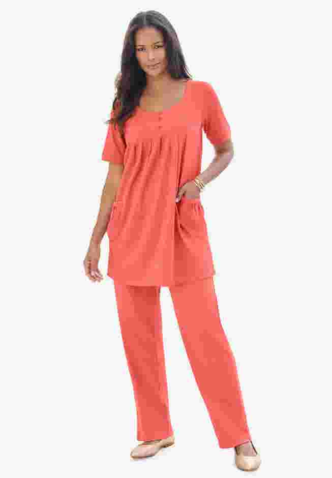 Plus Size Two Pocket Soft Knit Swing Tunic image number 0